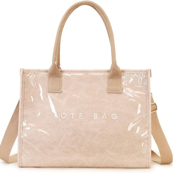 PVC Tote Bag Women Crossbody Shoulder Handbag with Adjustable Strap - Picture 1 of 6